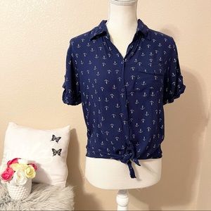 3/30 Japan navy anchor blue shirt ties waist med